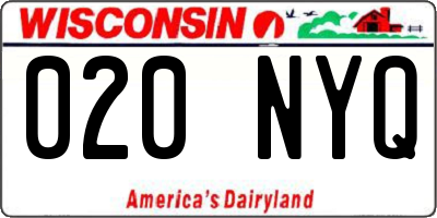 WI license plate 020NYQ