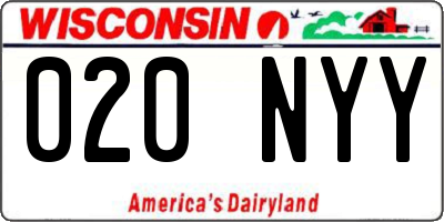 WI license plate 020NYY