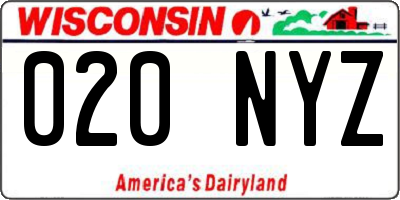 WI license plate 020NYZ