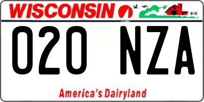 WI license plate 020NZA