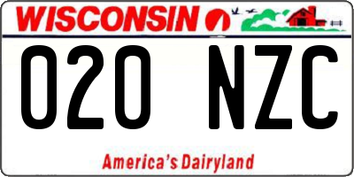 WI license plate 020NZC