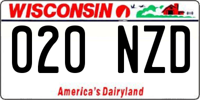 WI license plate 020NZD