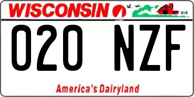 WI license plate 020NZF