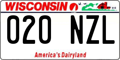 WI license plate 020NZL