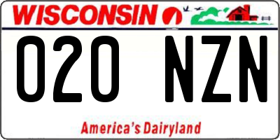 WI license plate 020NZN