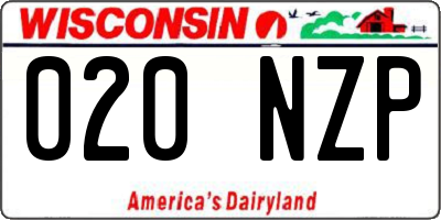 WI license plate 020NZP