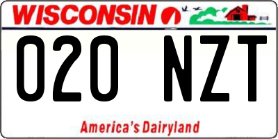 WI license plate 020NZT