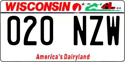 WI license plate 020NZW