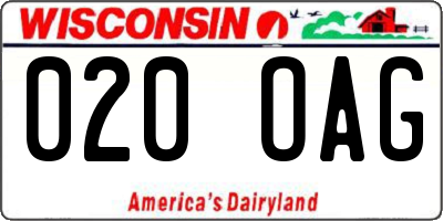 WI license plate 020OAG