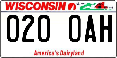 WI license plate 020OAH