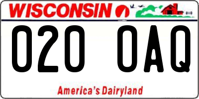 WI license plate 020OAQ