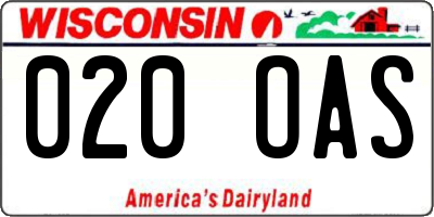 WI license plate 020OAS