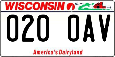 WI license plate 020OAV