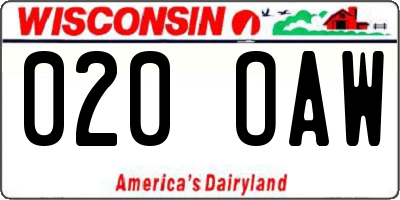 WI license plate 020OAW