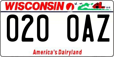 WI license plate 020OAZ