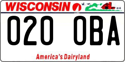 WI license plate 020OBA