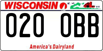 WI license plate 020OBB