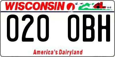 WI license plate 020OBH