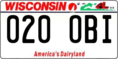WI license plate 020OBI