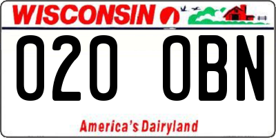 WI license plate 020OBN