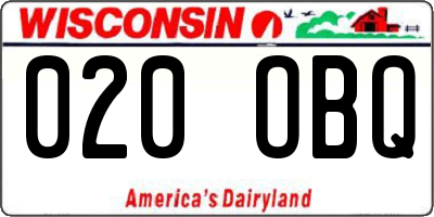 WI license plate 020OBQ