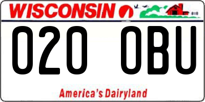WI license plate 020OBU