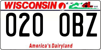 WI license plate 020OBZ