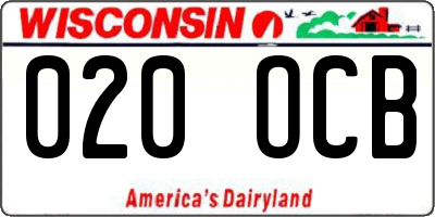 WI license plate 020OCB