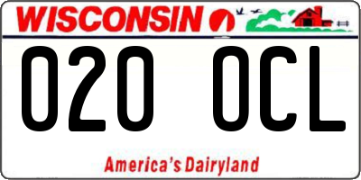 WI license plate 020OCL