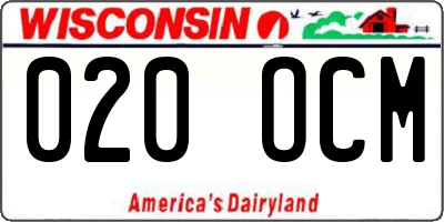 WI license plate 020OCM