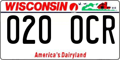 WI license plate 020OCR