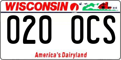 WI license plate 020OCS