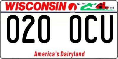 WI license plate 020OCU