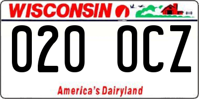 WI license plate 020OCZ