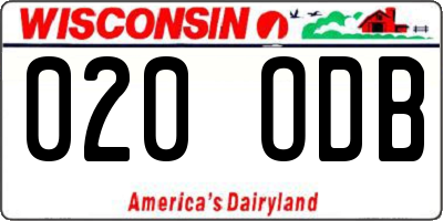 WI license plate 020ODB
