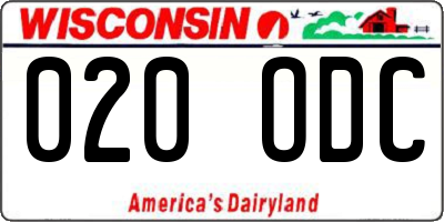 WI license plate 020ODC