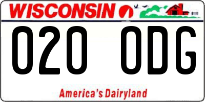 WI license plate 020ODG