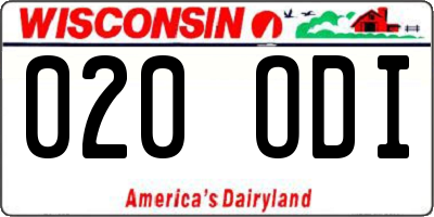 WI license plate 020ODI
