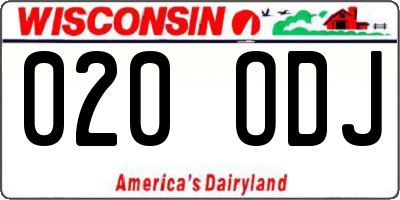 WI license plate 020ODJ