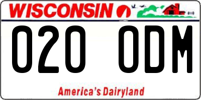 WI license plate 020ODM
