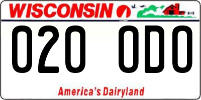 WI license plate 020ODO