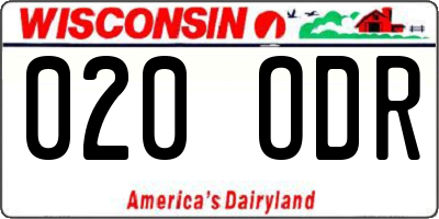 WI license plate 020ODR