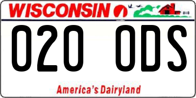 WI license plate 020ODS