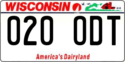 WI license plate 020ODT