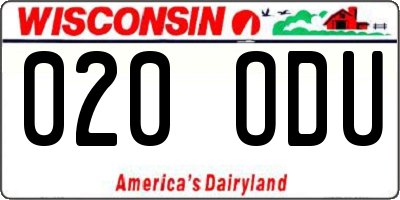 WI license plate 020ODU
