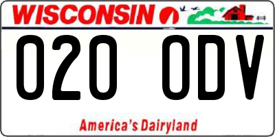 WI license plate 020ODV