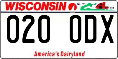 WI license plate 020ODX