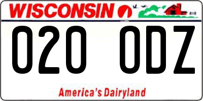 WI license plate 020ODZ