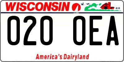 WI license plate 020OEA
