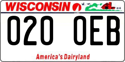 WI license plate 020OEB